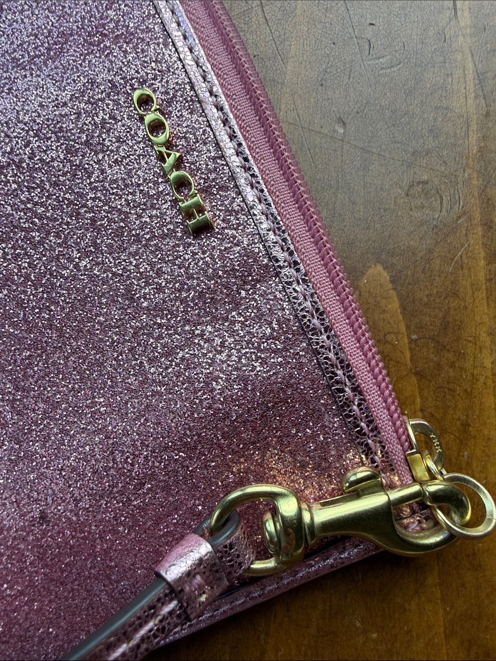 Coach Pink Glitter Sparkle Shimmering Wristlet - Picture 9 of 9